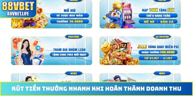 Rút tiền thưởng nhanh khi hoàn thành doanh thu